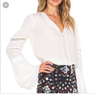 Parker Hadley White Silk Bell Sleeve Blouse